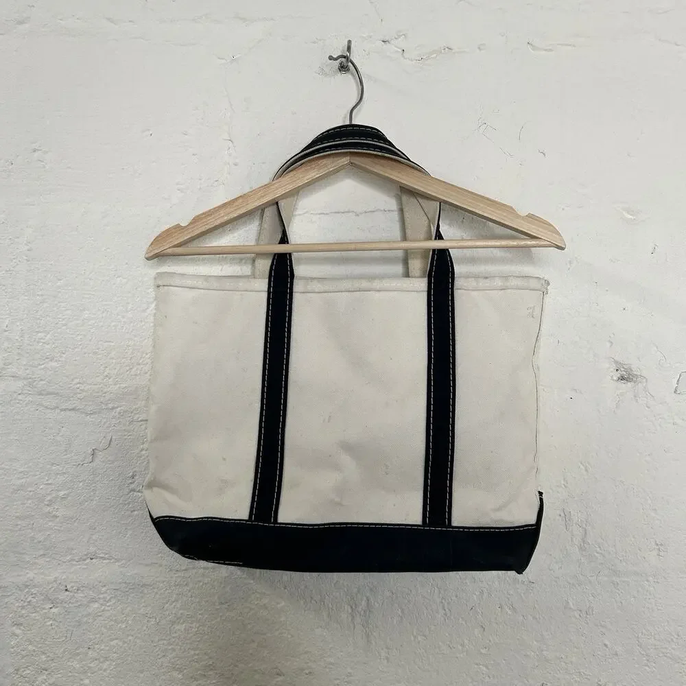 Vintage L.L. Bean Canvas Boat & Tote Bag Small “Black White